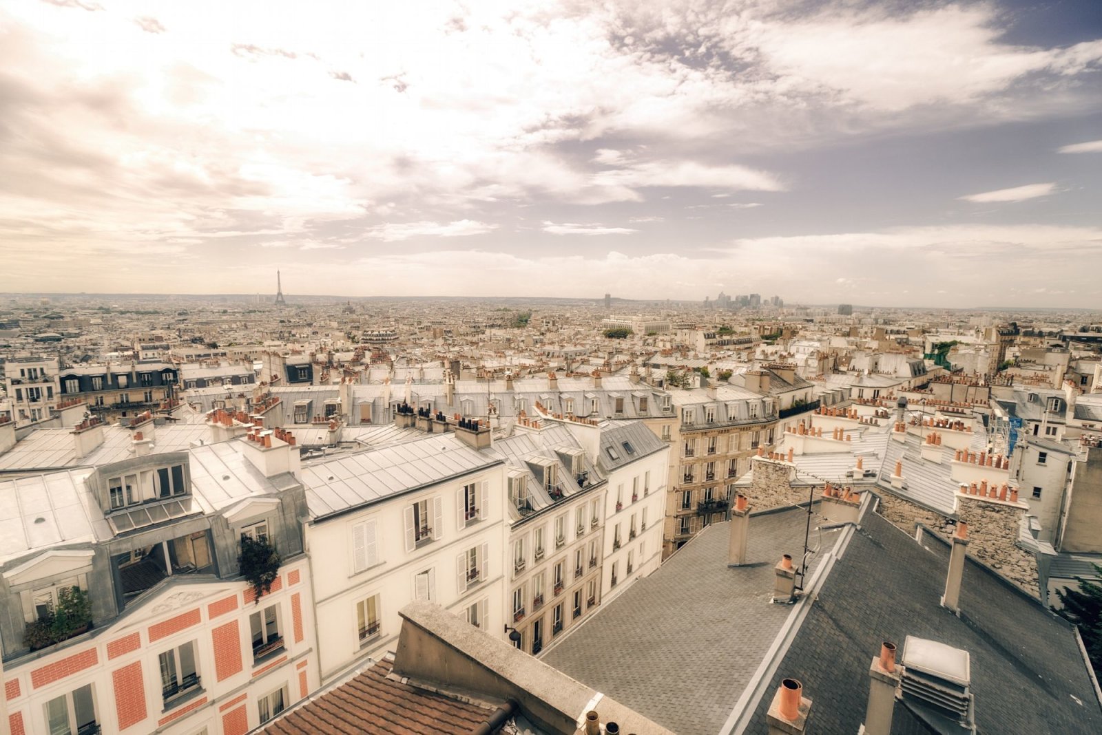 Paris Rooftops and Eiffel Tower - Above Montmartre