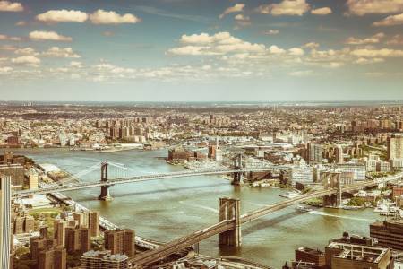 New York City - Brooklyn Bridge and Manhattan Bridge View from World Trade Center